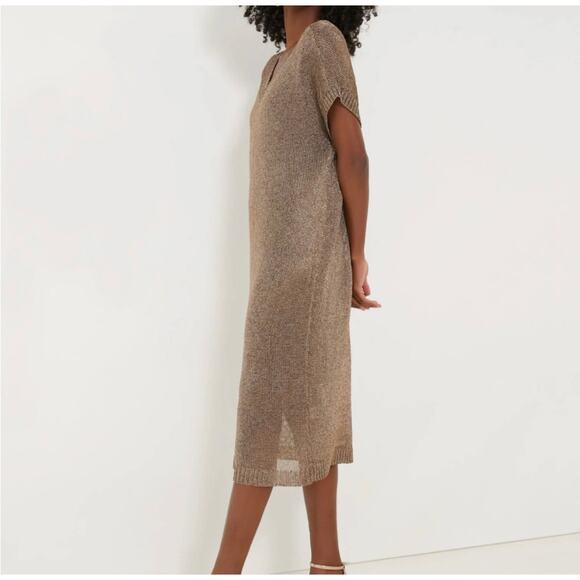 TUCKERNUCK Tuckernuck Bronze Metallic Knit Indie Dress NWT Size Large - Picture 3 of 12